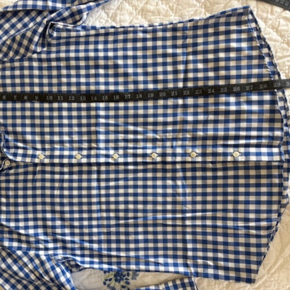 Twillory Men's Tailored Fit Blue & White Gingham Check Dress Shirt 17 32/33 - Picture 14 of 16